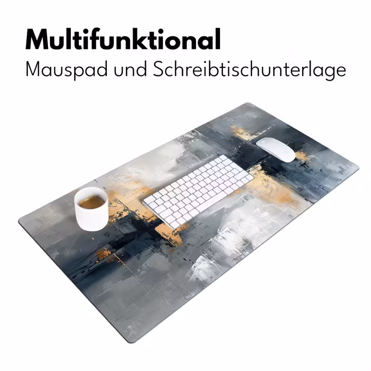 Kunst - Grijs - Goud - Abstract Muismat XXL klein -ysfeer4_duits