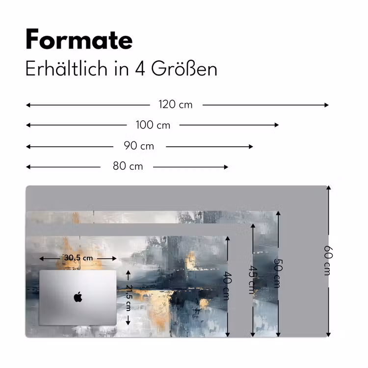Kunst - Grijs - Goud - Abstract Muismat XXL klein -ysfeer5_duits