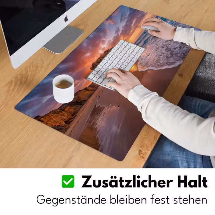 Kust - Rots - Zonsondergang - Zee - Natuur Muismat XXL klein -ysfeer3_duits
