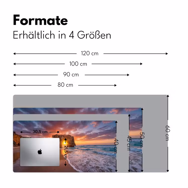 Kust - Rots - Zonsondergang - Zee - Natuur Muismat XXL klein -ysfeer5_duits