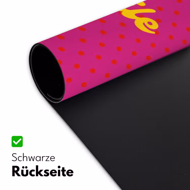 Smile - Stippen - Geel - Smiley - Roze Muismat XXL klein -ysfeer2_duits
