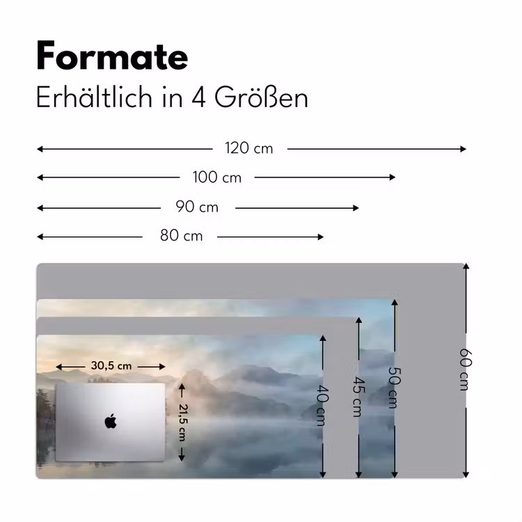 Landschap - Bergen - Mist - Water - Natuur Muismat XXL klein -ysfeer5_duits