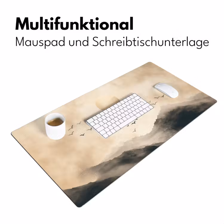 Landschap - Japandi - vogel Muismat XXL klein -ysfeer4_duits