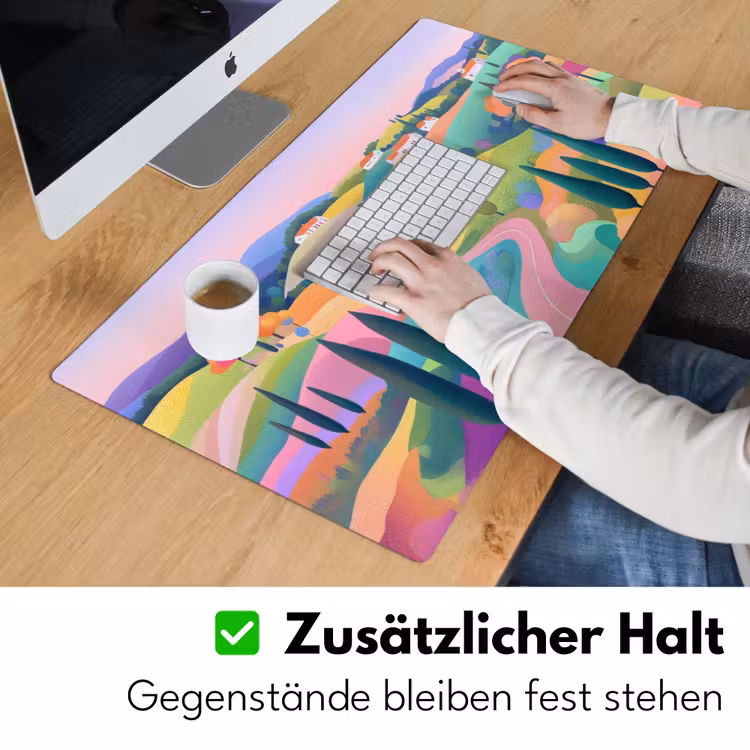 Landschap - Paars - Pastel - Huizen Muismat XXL klein -ysfeer3_duits