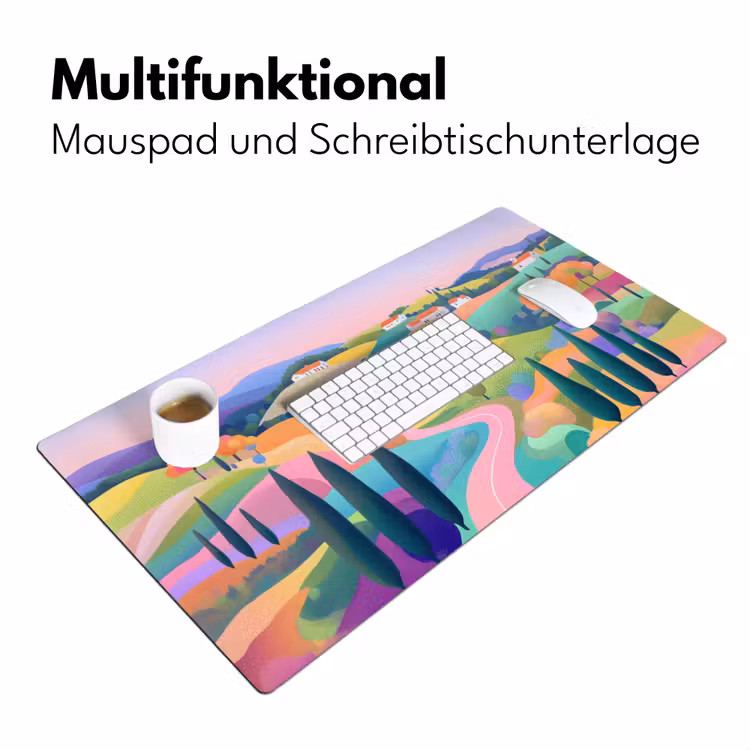 Landschap - Paars - Pastel - Huizen Muismat XXL klein -ysfeer4_duits