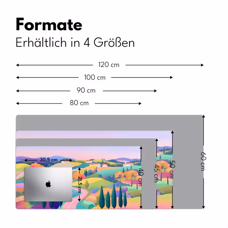 Landschap - Paars - Pastel - Huizen Muismat XXL klein -ysfeer5_duits