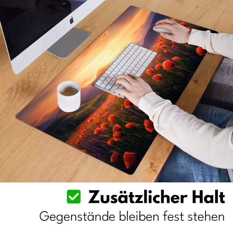Landschap - Zonsondergang - Bloemenveld Muismat XXL klein -ysfeer3_duits