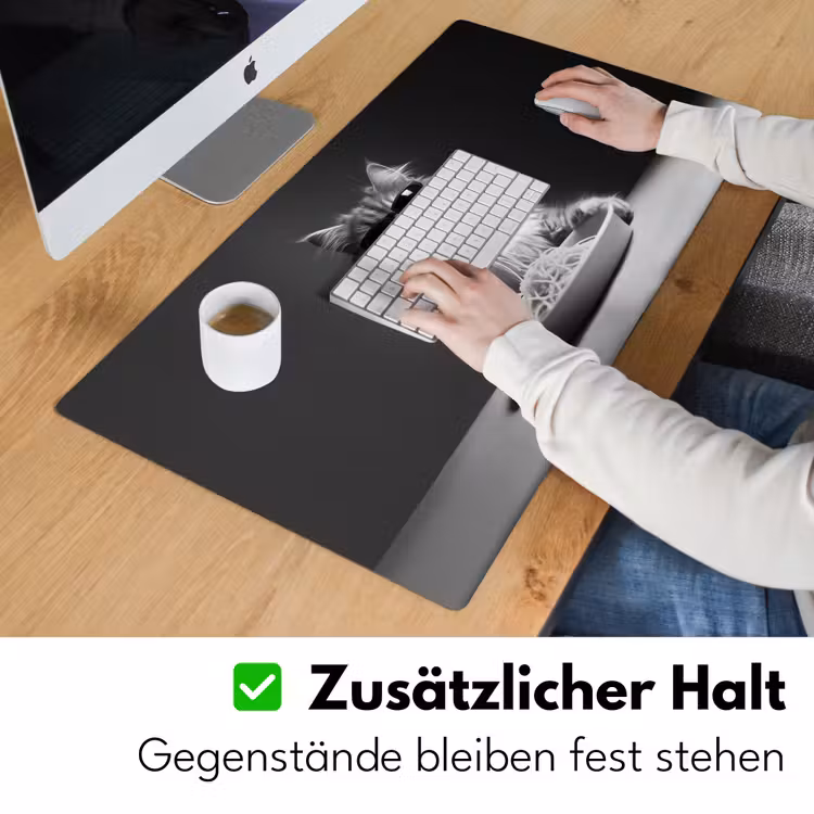 Langharige kat - Zonnebril - Spaghetti - Humor - Zwart - wit Muismat XXL klein -ysfeer3_duits