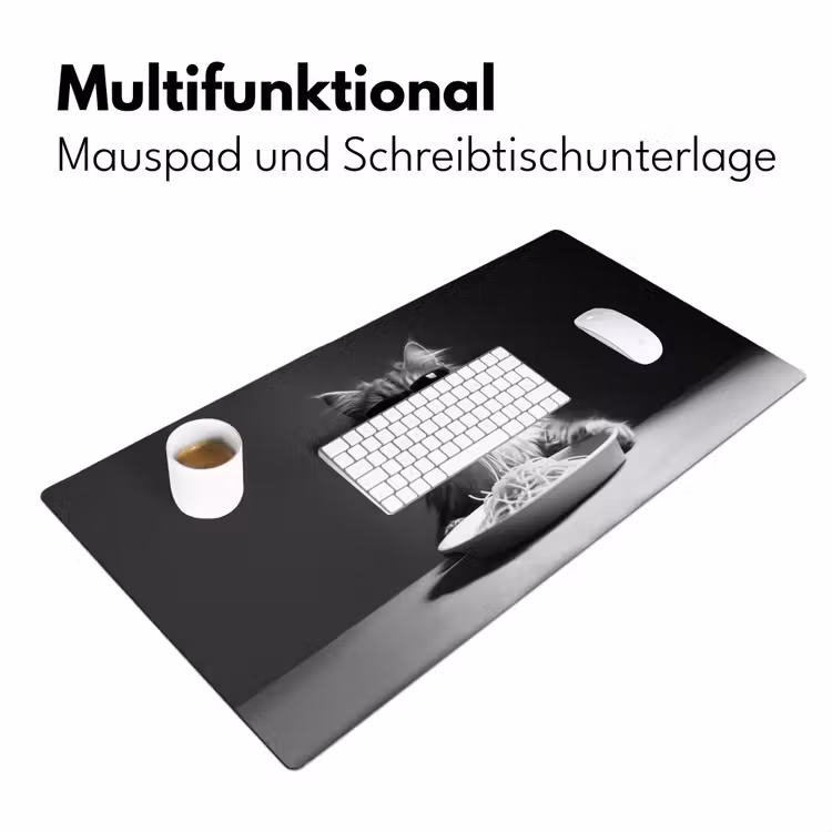Langharige kat - Zonnebril - Spaghetti - Humor - Zwart - wit Muismat XXL klein -ysfeer4_duits