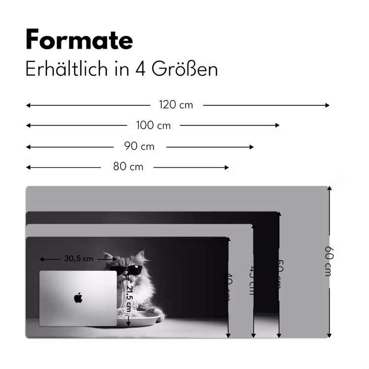 Langharige kat - Zonnebril - Spaghetti - Humor - Zwart - wit Muismat XXL klein -ysfeer5_duits