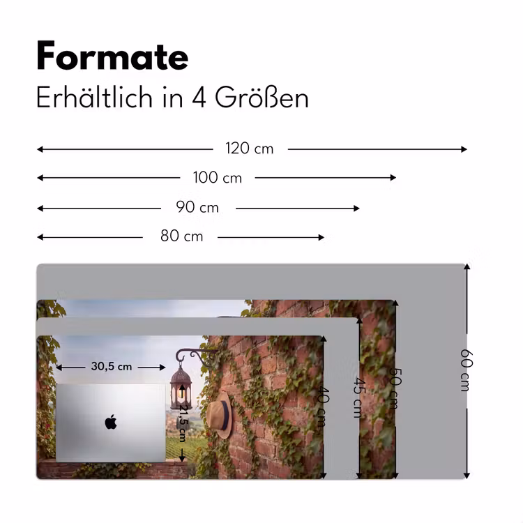 Schreibtischunterlage - Laterne – Weinberg – Landschaft – Italienisch - Lantaarn - Wijngaard - Landschap - Italiaans Muismat XXL klein
