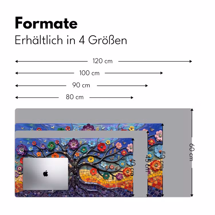 Levensboom - Mozaïek - Bloemen - Kleurrijk - Vrolijk Muismat XXL klein -ysfeer5_duits