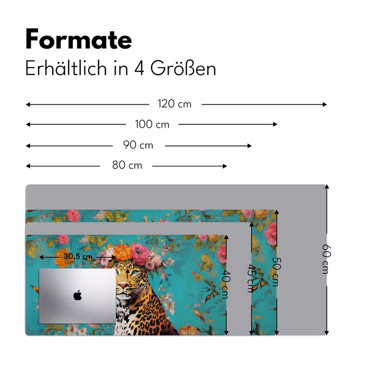 Luipaard - Bloemen - Kroon Muismat XXL klein -ysfeer5_duits