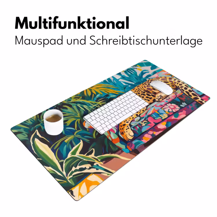 Luipaard - Kleurrijk - Tropisch Muismat XXL klein -ysfeer4_duits