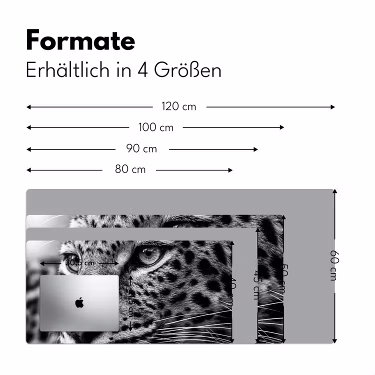 Luipaard - Zwart - Wit - Oog Muismat XXL klein -ysfeer5_duits