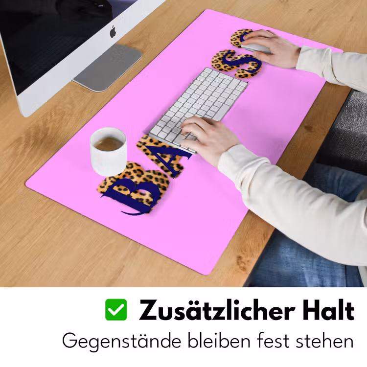 Felroze - Badass - Panterprint - Schaduw Muismat XXL klein -ysfeer3_duits