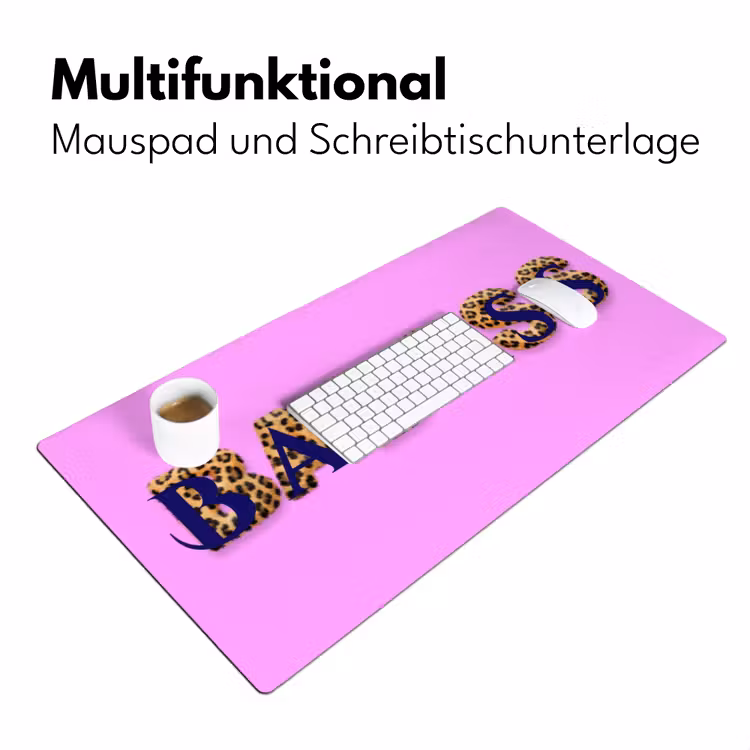 Felroze - Badass - Panterprint - Schaduw Muismat XXL klein -ysfeer4_duits