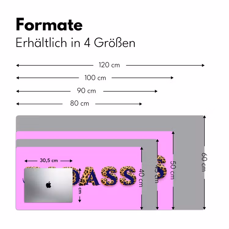 Felroze - Badass - Panterprint - Schaduw Muismat XXL klein -ysfeer5_duits