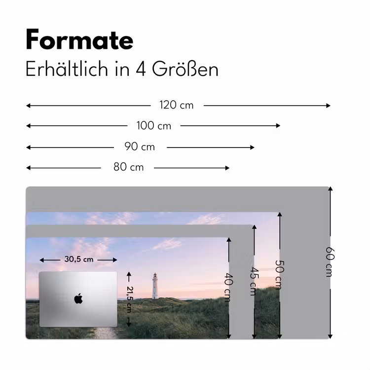 Vuurtoren - Duinlandschap - Zee Muismat XXL klein -ysfeer5_duits