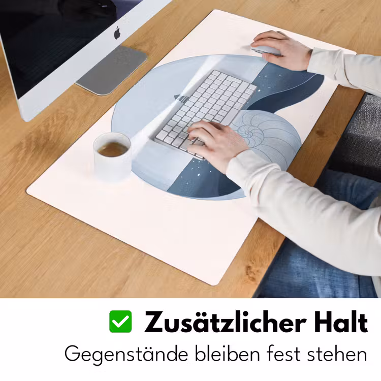 Schreibtischunterlage - Leuchtturm – Meer – Muschel – Abstrakt – Blau - Vuurtoren - Zee - Schelp - Abstract - Blauw Muismat XXL klein