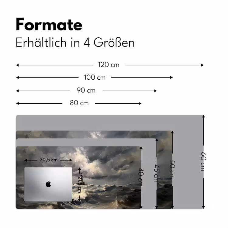 Vuurtoren - Golven - Storm Muismat XXL klein -ysfeer5_duits
