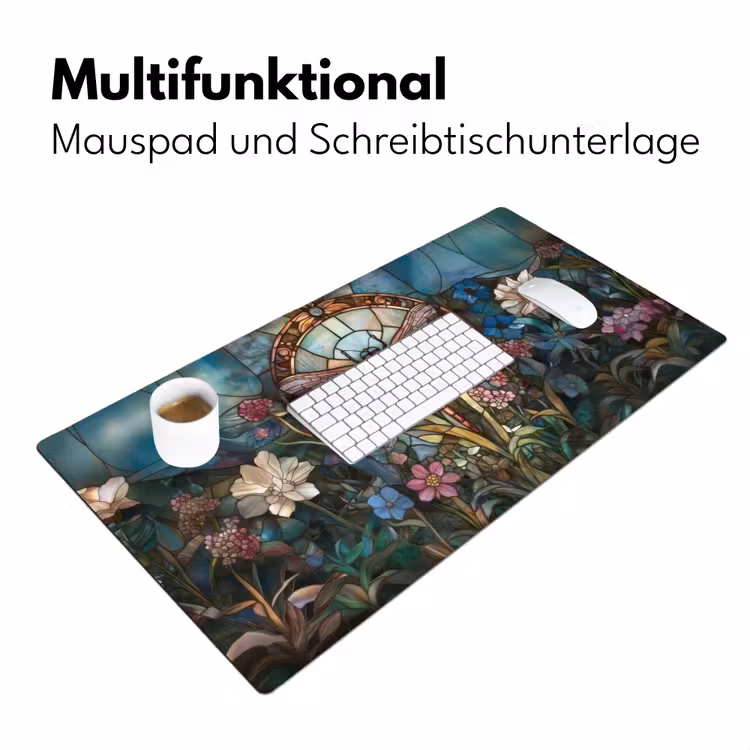Libelle - Mozaïek - Bloemen - Kleurrijk Muismat XXL klein -ysfeer4_duits
