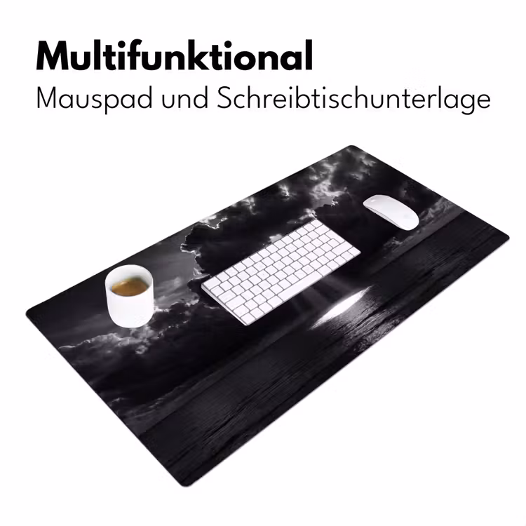 Licht - Wolken - Zee - Zwart-wit - Natuur Muismat XXL klein -ysfeer4_duits