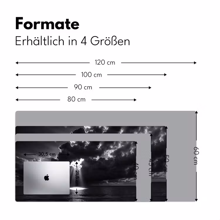 Licht - Wolken - Zee - Zwart-wit - Natuur Muismat XXL klein -ysfeer5_duits