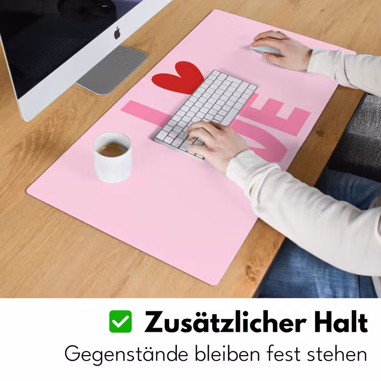 Love - Roze - Hart - Valentijn Muismat XXL klein -ysfeer3_duits