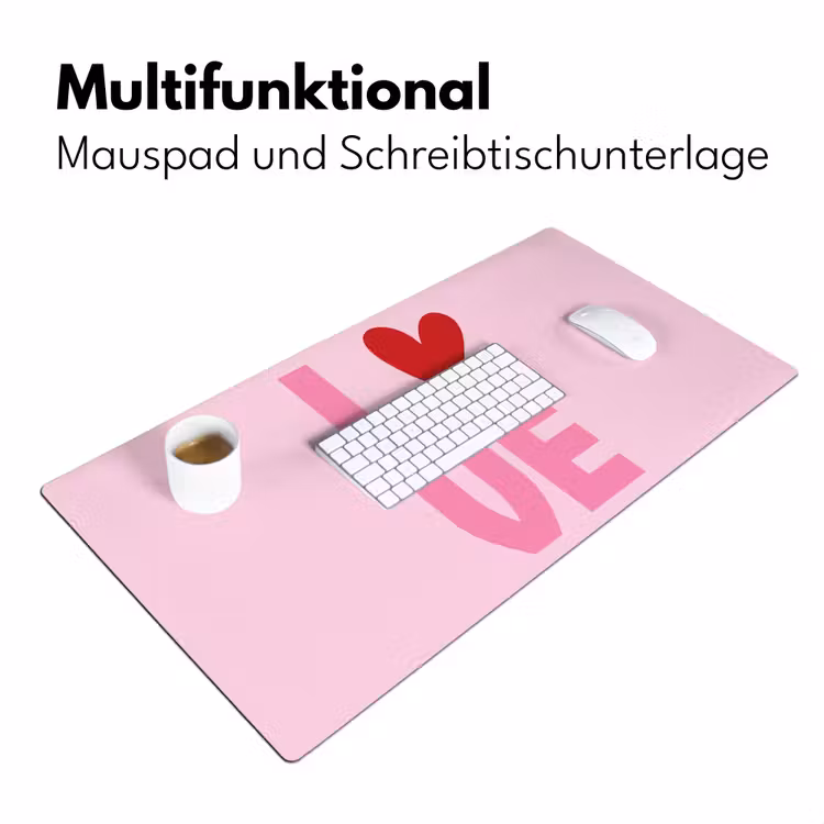 Love - Roze - Hart - Valentijn Muismat XXL klein -ysfeer4_duits