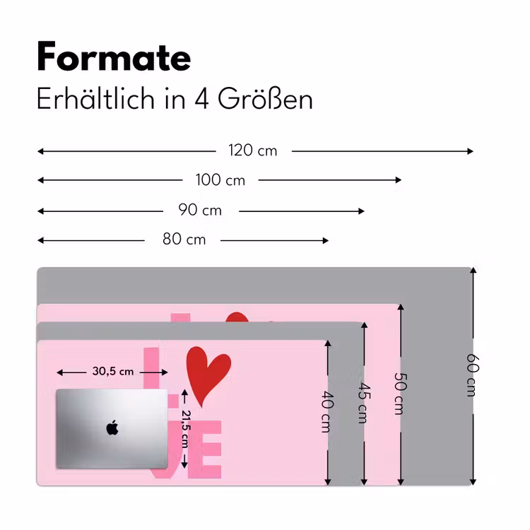 Love - Roze - Hart - Valentijn Muismat XXL klein -ysfeer5_duits
