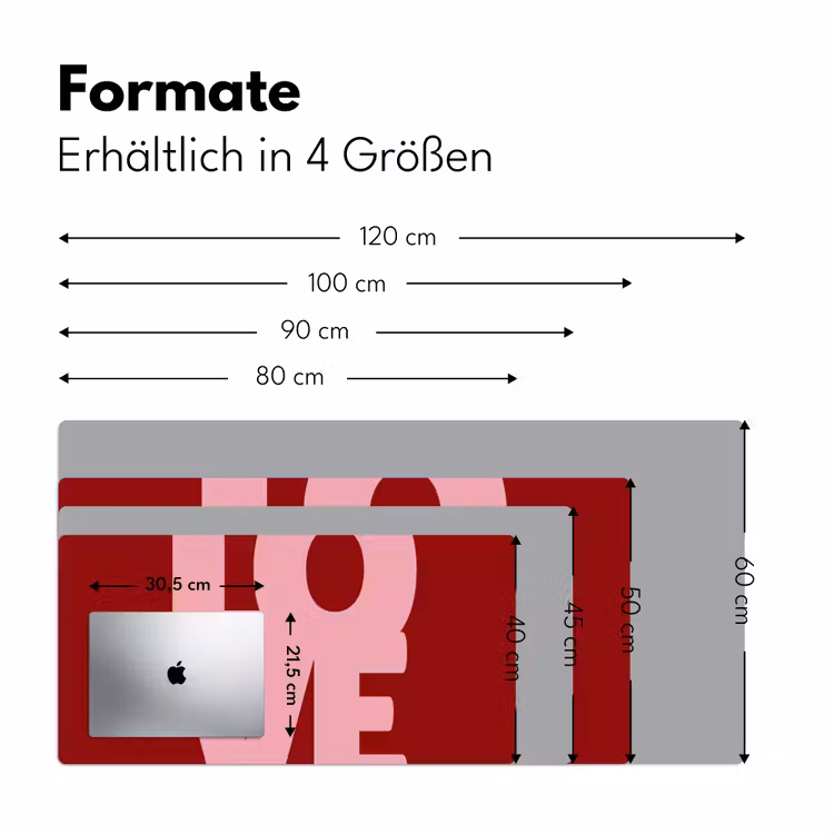 Love - Rood - Blokletters Muismat XXL klein -ysfeer5_duits