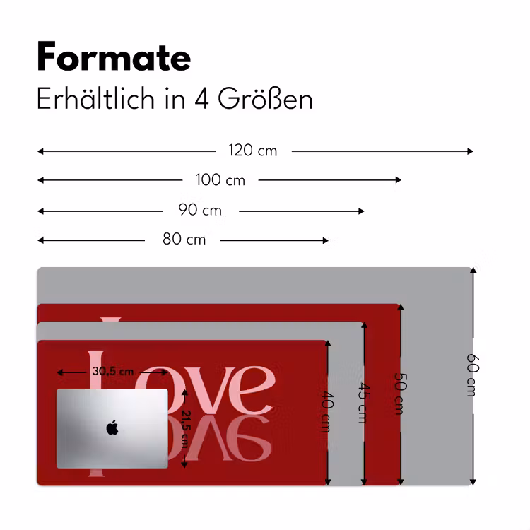 Love - Spiegeling - Rood Muismat XXL klein -ysfeer5_duits
