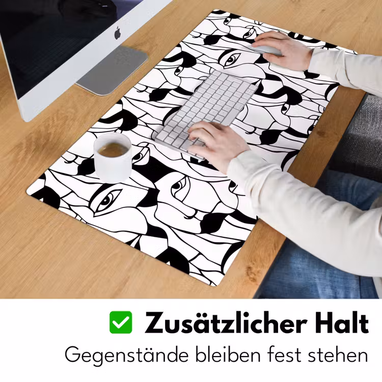 Lijnen - Gezichten - Zwart - Wit Muismat XXL klein 681 -ysfeer3_duits