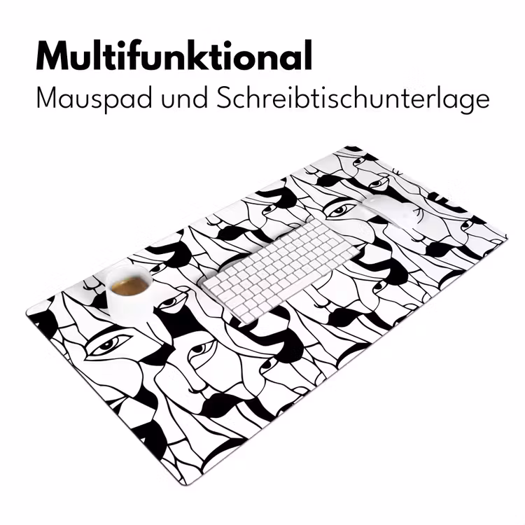 Lijnen - Gezichten - Zwart - Wit Muismat XXL klein 681 -ysfeer4_duits
