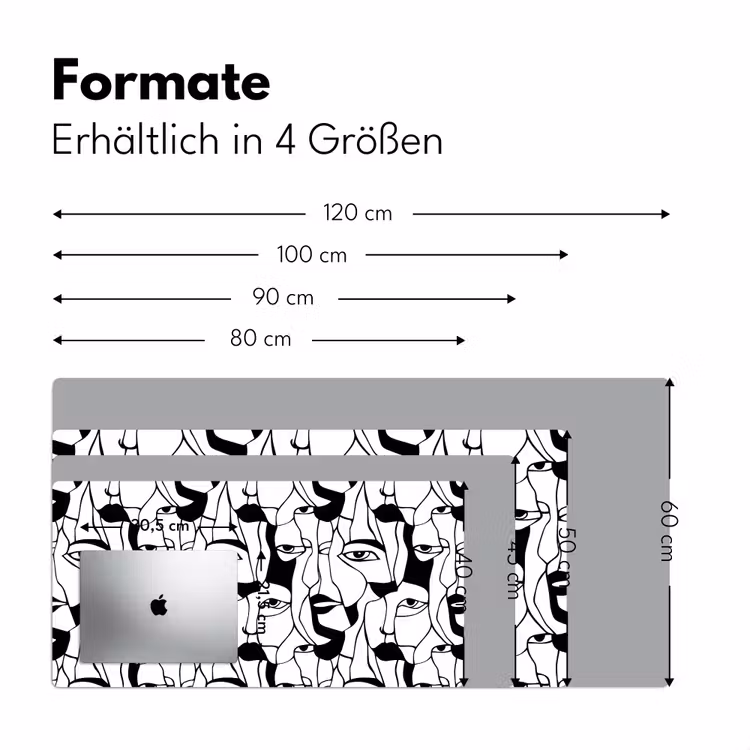 Lijnen - Gezichten - Zwart - Wit Muismat XXL klein 681 -ysfeer5_duits