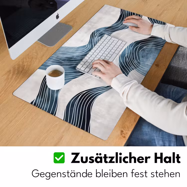Lijnen - Golven - Abstract - Blauw Muismat XXL klein -ysfeer3_duits