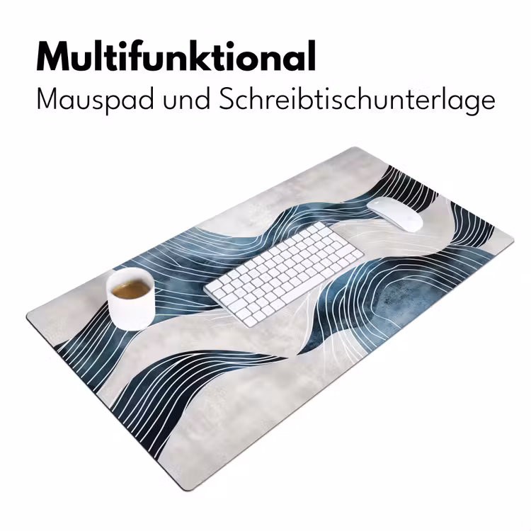 Lijnen - Golven - Abstract - Blauw Muismat XXL klein -ysfeer4_duits