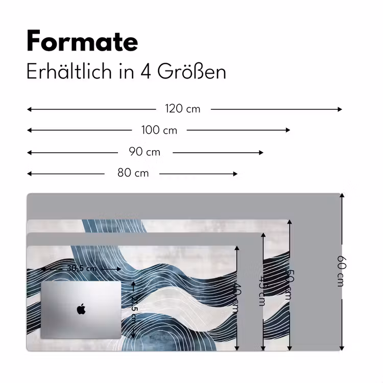 Lijnen - Golven - Abstract - Blauw Muismat XXL klein -ysfeer5_duits