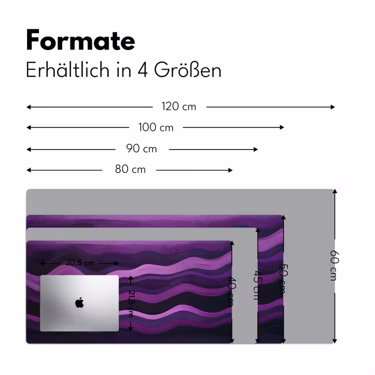 Lijnen - Golven - Paars - Abstract Muismat XXL klein -ysfeer5_duits