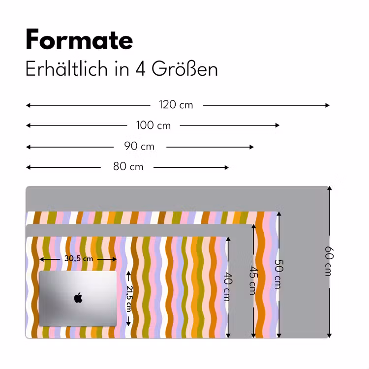 lijnen - Golven - Pastelkleuren - Patroon Muismat XXL klein -ysfeer5_duits