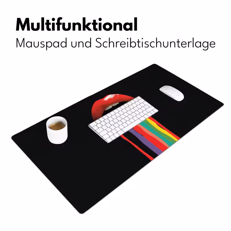 Lippen - Kleuren - Zwart Muismat XXL klein -ysfeer4_duits