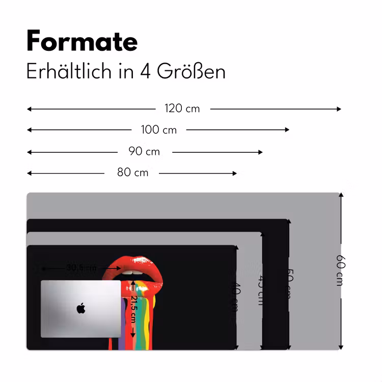 Lippen - Kleuren - Zwart Muismat XXL klein -ysfeer5_duits