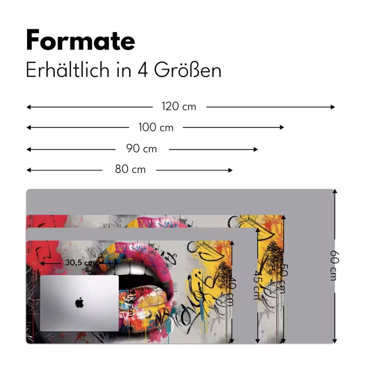 Lippen - Graffiti - Expressief Muismat XXL klein -ysfeer5_duits