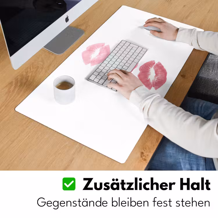 Schreibtischunterlage - Lippen – Kussabdruck – Rosa – Modern – Abstrakt - Lippen - Kusafdruk - Roze - Modern - Abstract Muismat XXL klein