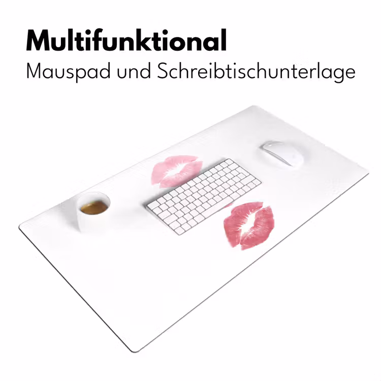 Schreibtischunterlage - Lippen – Kussabdruck – Rosa – Modern – Abstrakt - Lippen - Kusafdruk - Roze - Modern - Abstract Muismat XXL klein