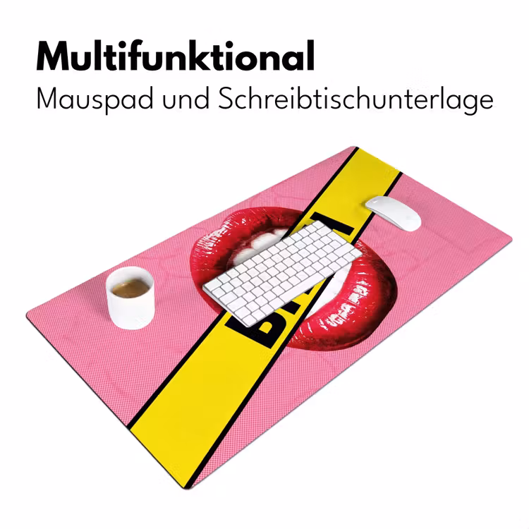 Lippen - Tekst - Kleurrijk Muismat XXL klein -ysfeer4_duits