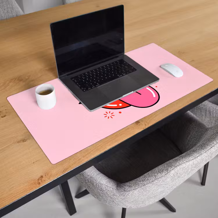 Lippen - Tong - Pop-art - Kleurrijk - Roze Muismat XXL klein -sfeer1
