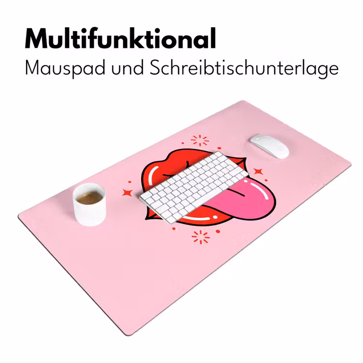 Lippen - Tong - Pop-art - Kleurrijk - Roze Muismat XXL klein -ysfeer4_duits