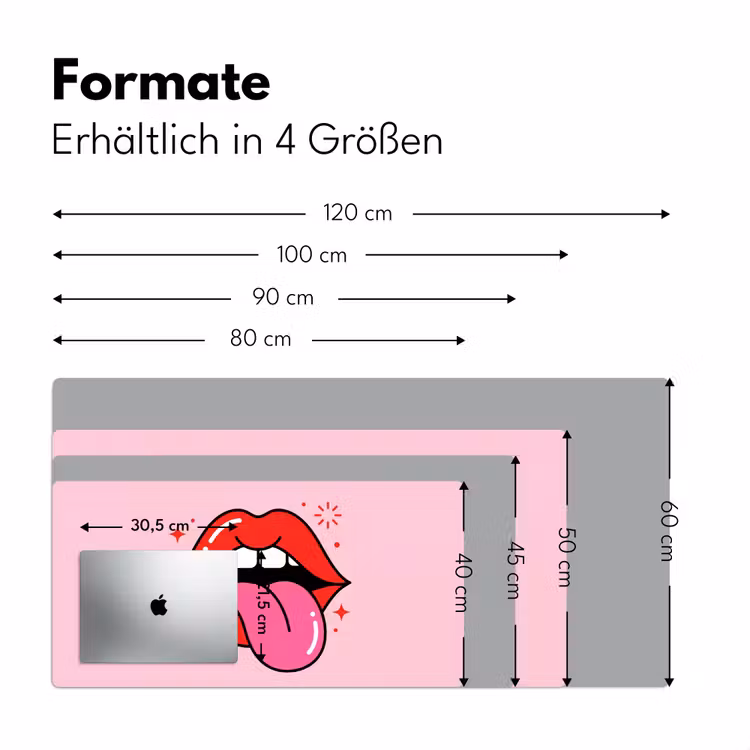 Lippen - Tong - Pop-art - Kleurrijk - Roze Muismat XXL klein -ysfeer5_duits